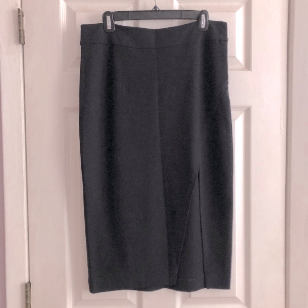 pencil skirt HARLOWE & GRAHAM Black jersey front asymmetric slit sz L